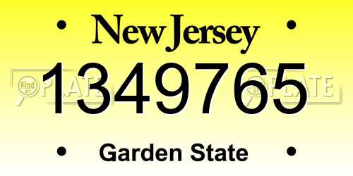 1349765 New Jersey License Plate