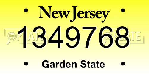 1349768 New Jersey License Plate