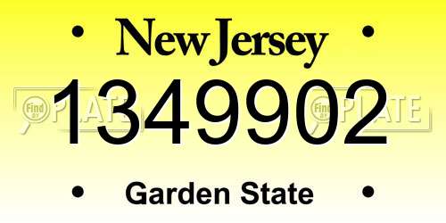 1349902 New Jersey License Plate