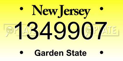 1349907 New Jersey License Plate
