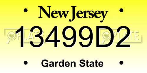 13499D2 New Jersey License Plate
