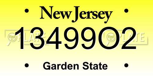 13499O2 New Jersey License Plate