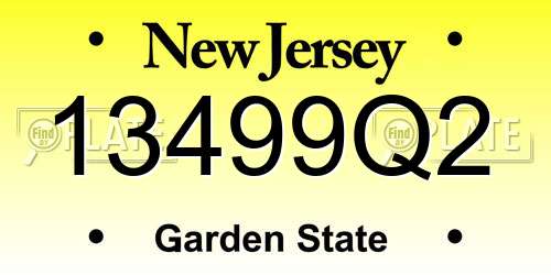 13499Q2 New Jersey License Plate