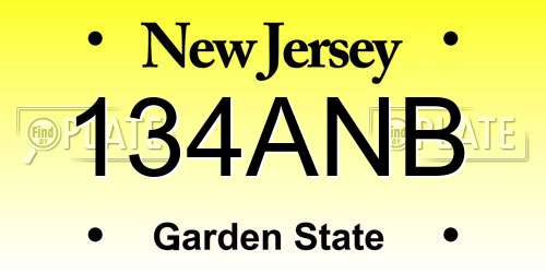 134ANB New Jersey License Plate