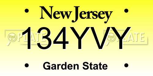 134YVY New Jersey License Plate