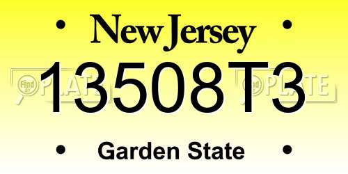 13508T3 New Jersey License Plate