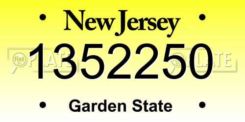 1352250 New Jersey License Plate