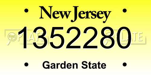 1352280 New Jersey License Plate