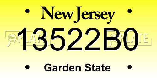 13522B0 New Jersey License Plate