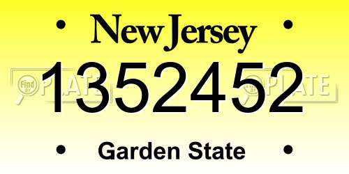 1352452 New Jersey License Plate