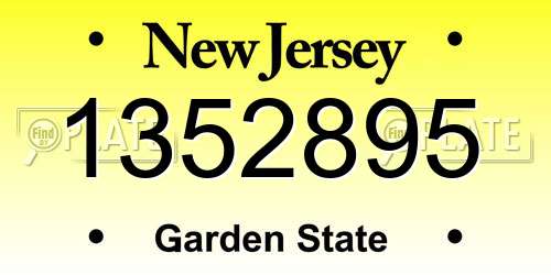 1352895 New Jersey License Plate