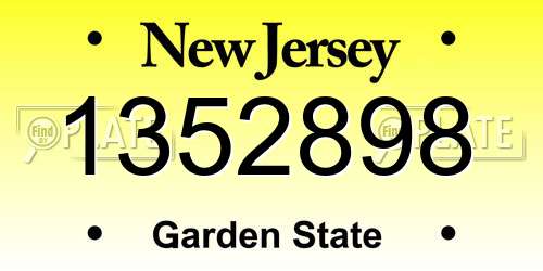 1352898 New Jersey License Plate