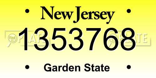 1353768 New Jersey License Plate