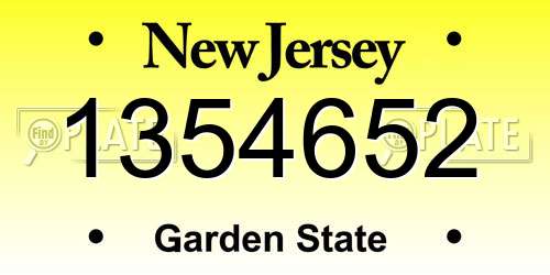 1354652 New Jersey License Plate