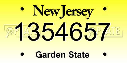 1354657 New Jersey License Plate