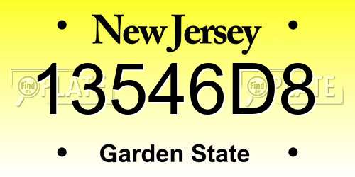 13546D8 New Jersey License Plate