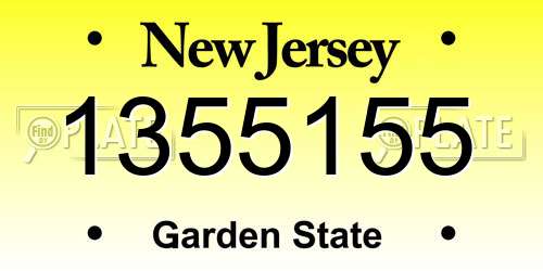 1355155 New Jersey License Plate