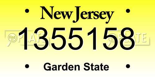 1355158 New Jersey License Plate