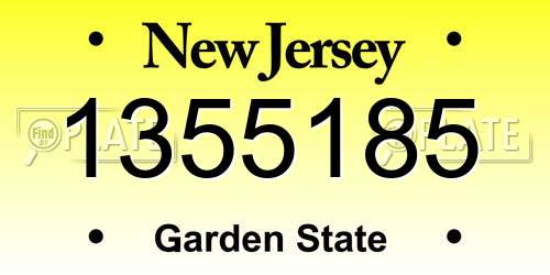 1355185 New Jersey License Plate