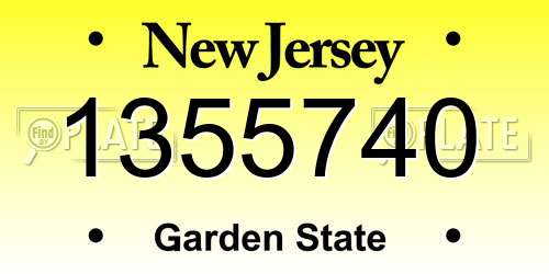 1355740 New Jersey License Plate