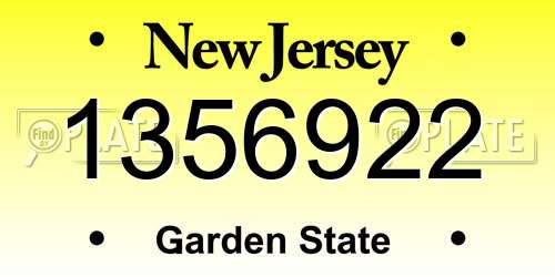 1356922 New Jersey License Plate