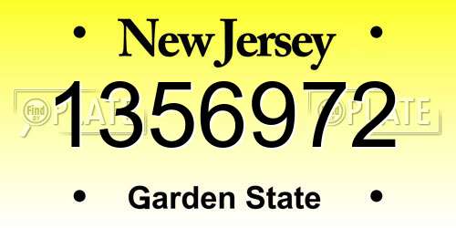 1356972 New Jersey License Plate