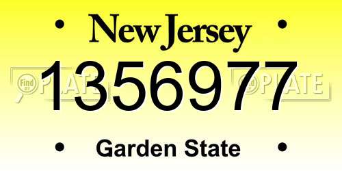1356977 New Jersey License Plate