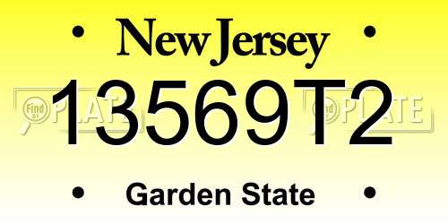 13569T2 New Jersey License Plate