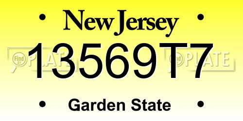 13569T7 New Jersey License Plate