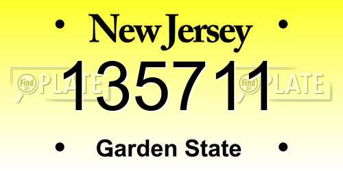 135711 New Jersey License Plate