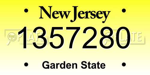 1357280 New Jersey License Plate