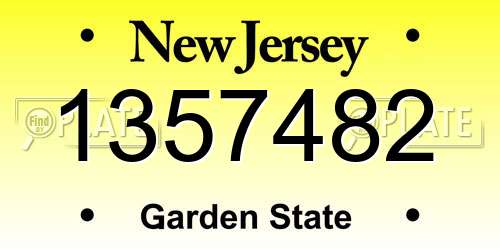 1357482 New Jersey License Plate