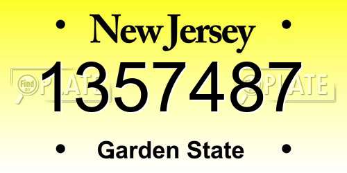 1357487 New Jersey License Plate