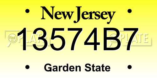 13574B7 New Jersey License Plate