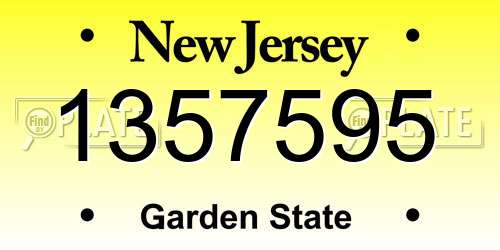 1357595 New Jersey License Plate
