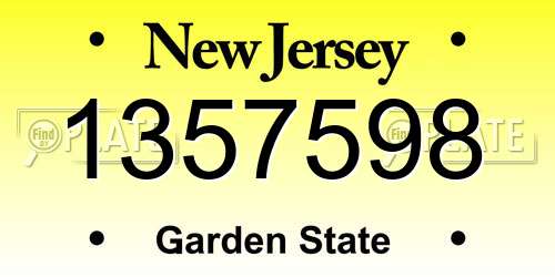1357598 New Jersey License Plate
