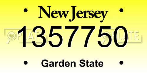 1357750 New Jersey License Plate