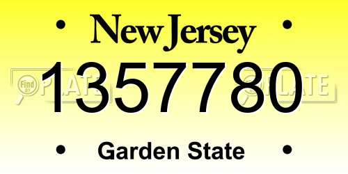 1357780 New Jersey License Plate