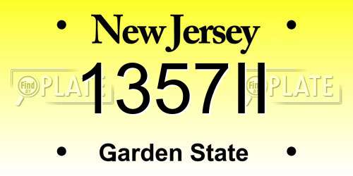 1357II New Jersey License Plate