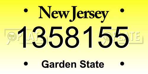 1358155 New Jersey License Plate