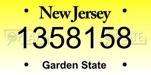 1358158 New Jersey License Plate