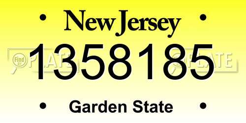 1358185 New Jersey License Plate