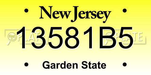 13581B5 New Jersey License Plate