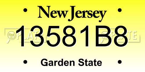 13581B8 New Jersey License Plate