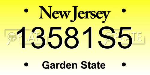 13581S5 New Jersey License Plate