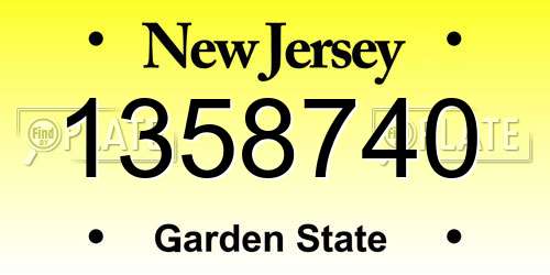 1358740 New Jersey License Plate