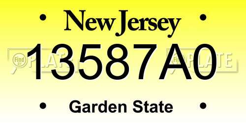 13587A0 New Jersey License Plate