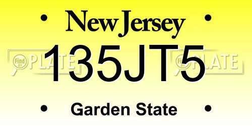 135JT5 New Jersey License Plate