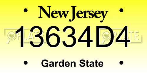 13634D4 New Jersey License Plate