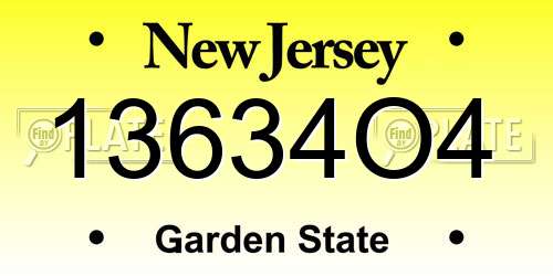 13634O4 New Jersey License Plate